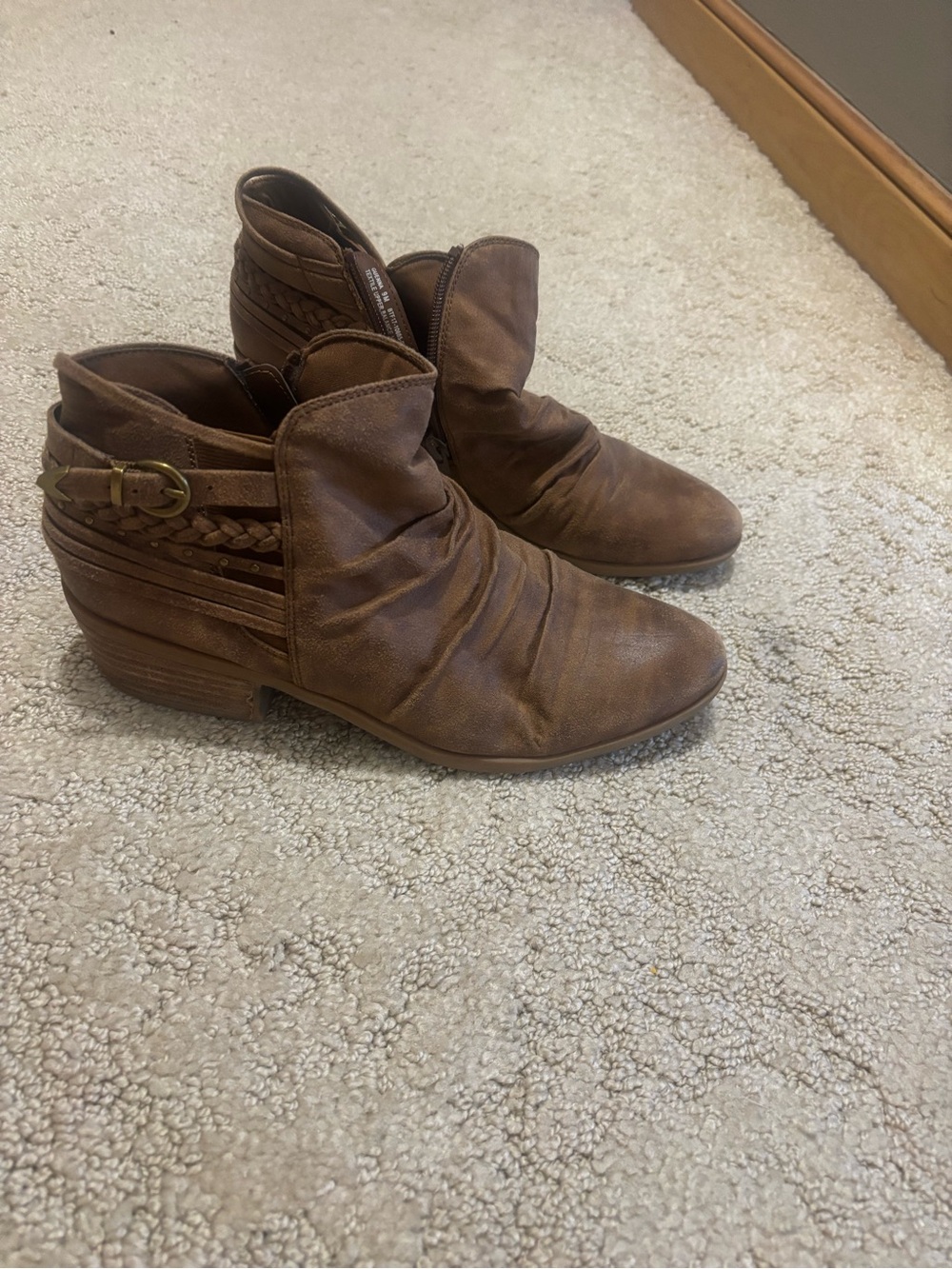 Baretraps Women’s Brown Ankle Booties with Braided Strap